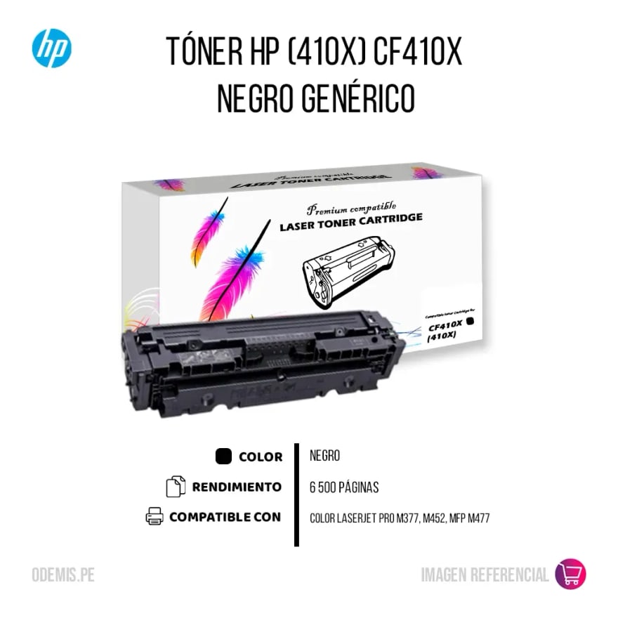 T├│ner HP 410X Negro LaserJet M452/477/377 6500 p├íg. CF410X