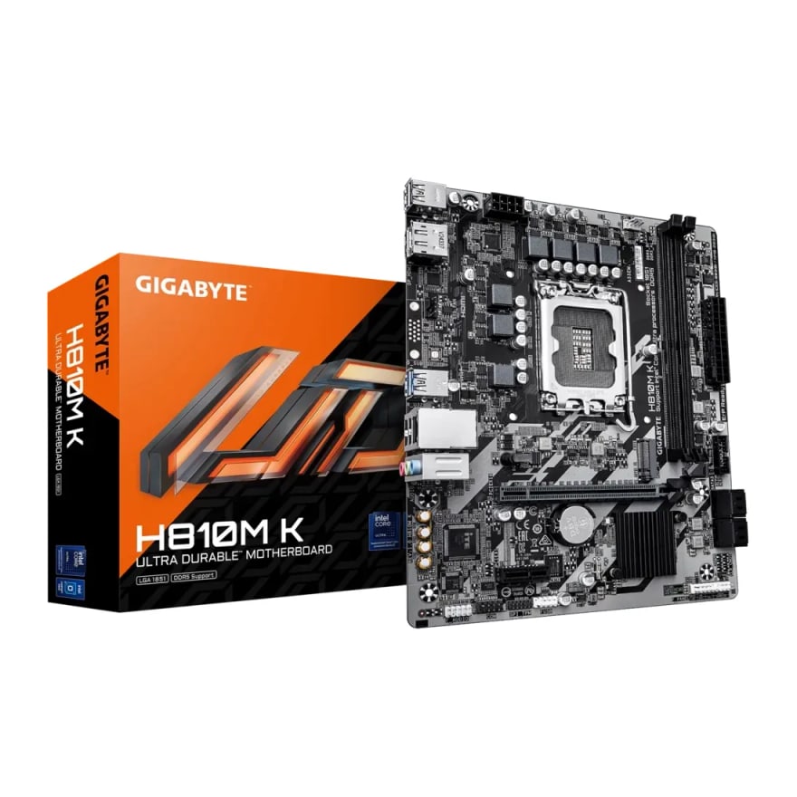 Tarjeta madre GIGABYTE H810M K GEN5 Core Ultra LGA1851 DDR5-6400 HDMI DP M.2 10USB PCIe5.0 micro-ATX