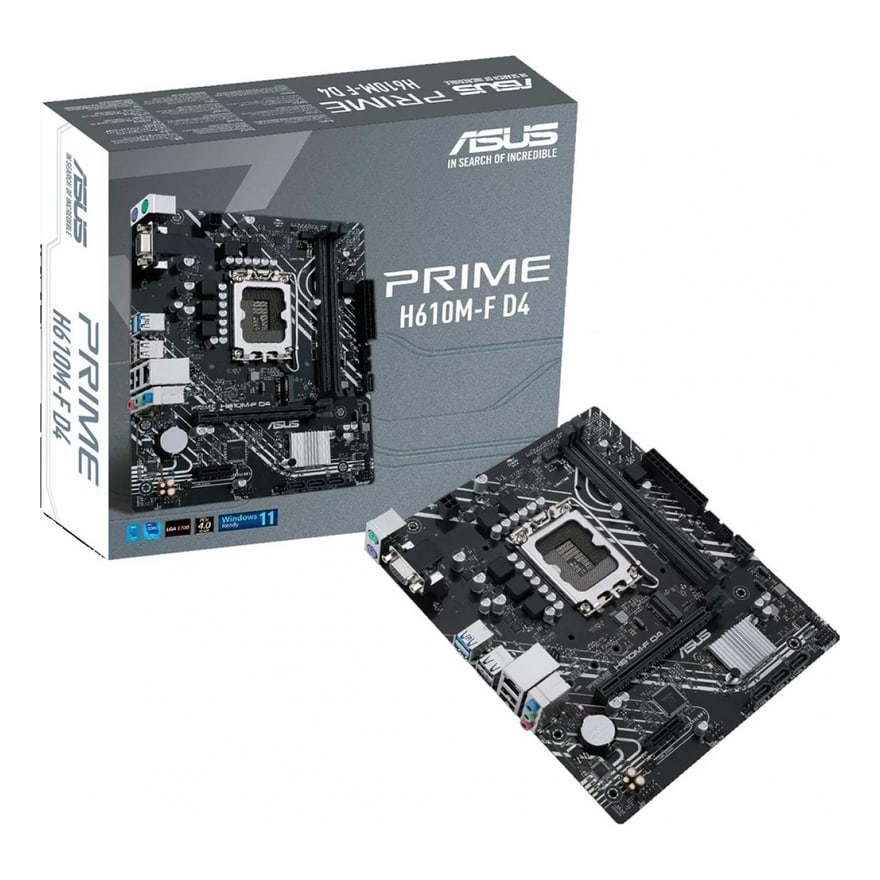 Tarjeta madre ASUS PRIME H610M-F D4 14VA LGA1700 2DDR4-3200 1-HDMI M.2 2USB3.2 4USB2.0 PCIe4.0 mATX