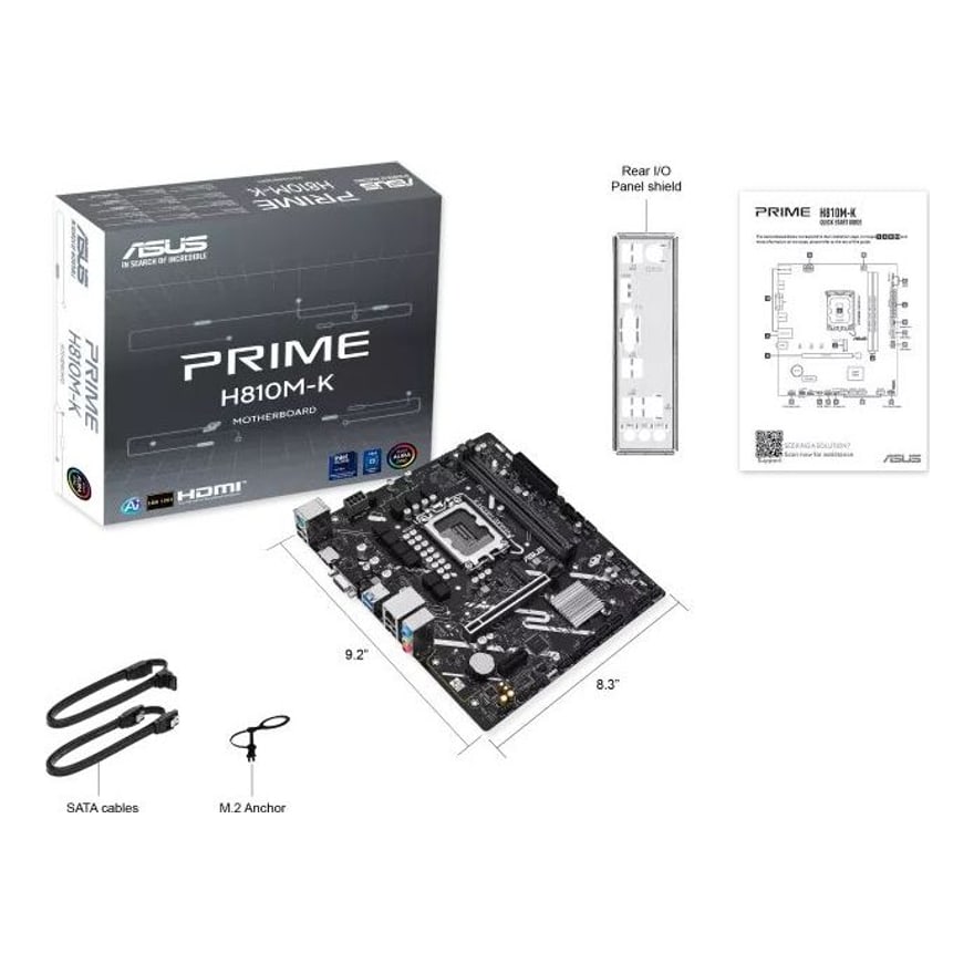 Tarjeta madre ASUS PRIME H810M-K Intel Core Ultra LGA1851 2xDDR5 VGA HDMI M.2 9USB 2PCIe4.0 micro ATX