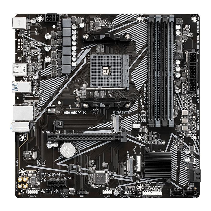 Tarjeta madre GIGABYTE B550M-K AMD AM4 RYZEN 5000 4DDR4-3200 M.2DP HDMI PCIE4.0 mATX