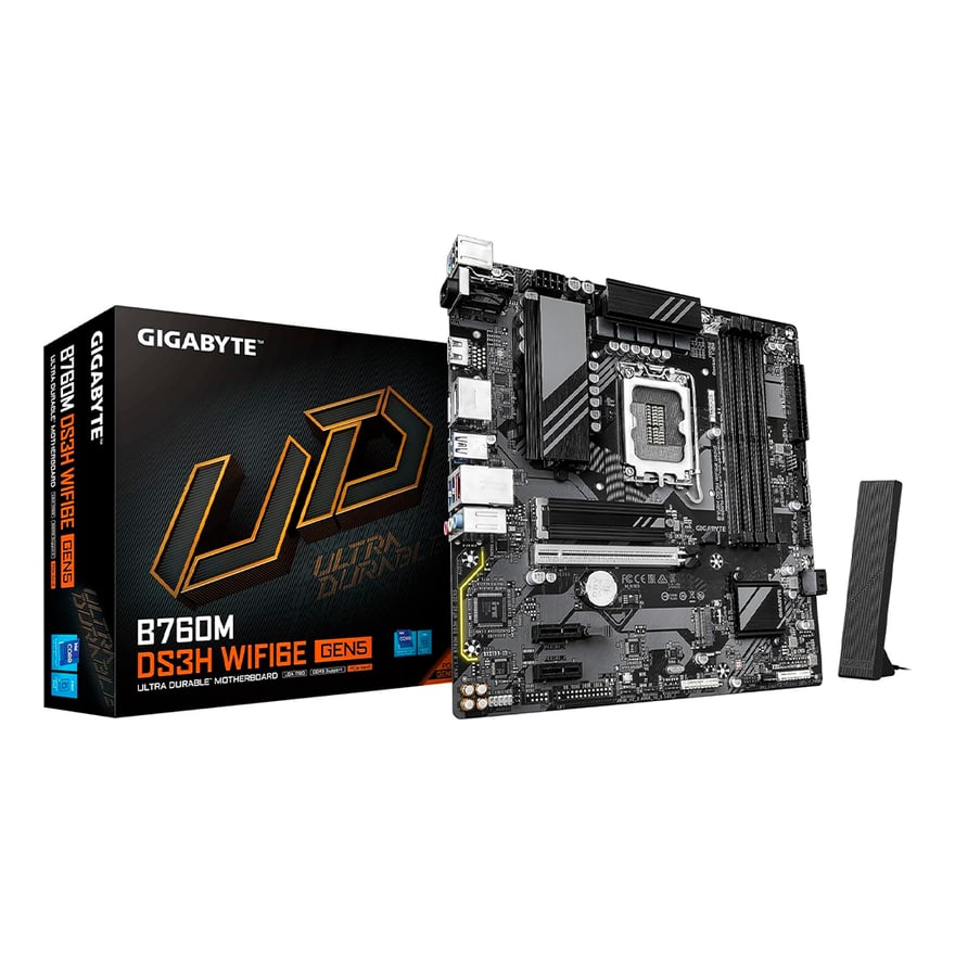 Tarjeta madre GIGABYTE B760M DS3H GEN 5 14th LGA1700 DDR5 HDMI 2DP 2M.2 USB3.2 PCIe5.0 mATX