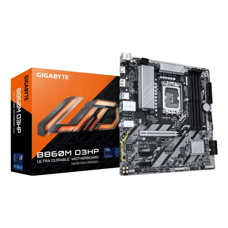 Tarjeta madre GIGABYTE B860M D3HP Intel Core Ultra LGA1851 DDR5-6400 HDMI DP 2M.2 13USB PCIe 5.0 micro ATX