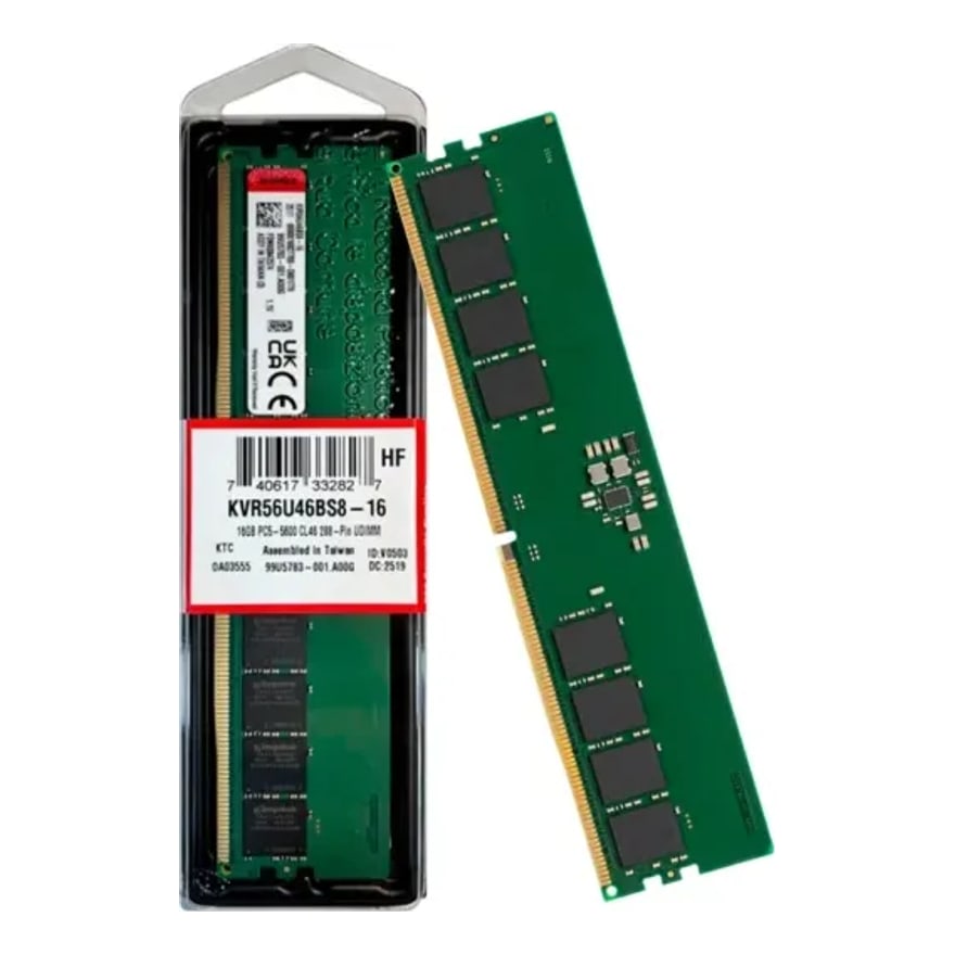 Memoria RAM KINGSTON 16GB DDR5-5600MHZ CL46 1RX8 1.1V 288-PIN Non-ECC