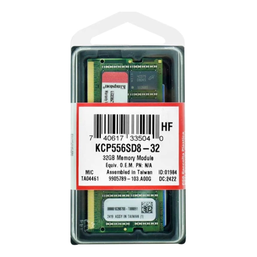 Memoria RAM KINGSTON 32GB DDR5 5600MTs ECC REGISTERED CL46 1RX8 1.1V 288-PIN 16GBit