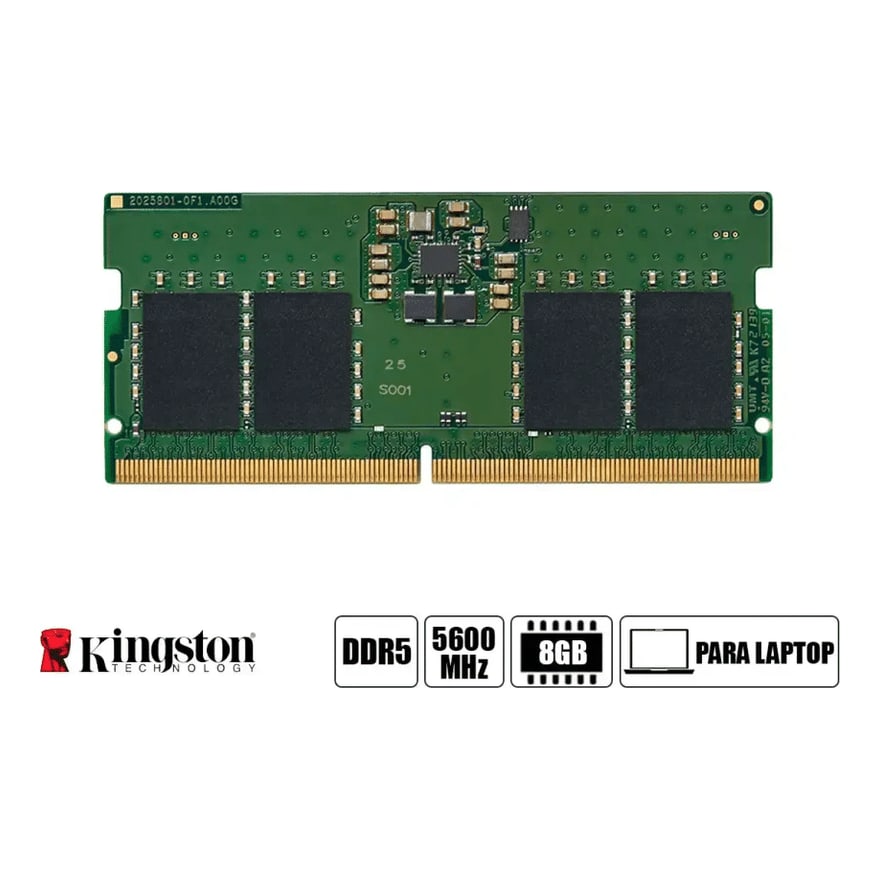 Memoria RAM para laptop KINGSTON 8GB DDR5 PC5-5600 262pin CL46 1RX16 1.1V