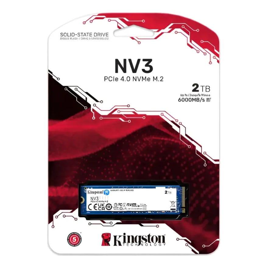 Disco sólido SSD KINGSTON 2TB M.2 2280 SNV3S-2000G PCIe 4.0 x 4 NVMe 6000-5000MB-s NAND 3D