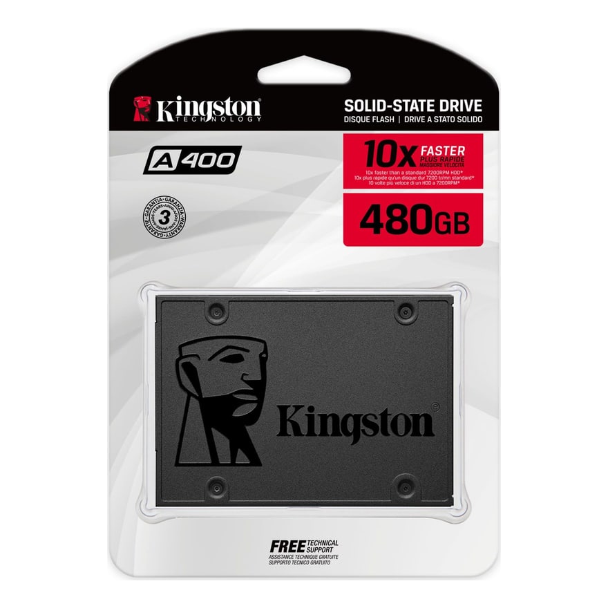 Disco sólido SSD KINGSTON 480GB A400 SATA 3 2.5INC. FOR PC O NOTEBOOK 7MM