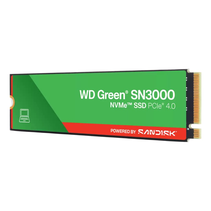 Disco sólido SSD WESTERN DIGITAL 500GB M.2 SN3000 NVMe 5000MB-s PCIe Gen 4.0 Green 3y