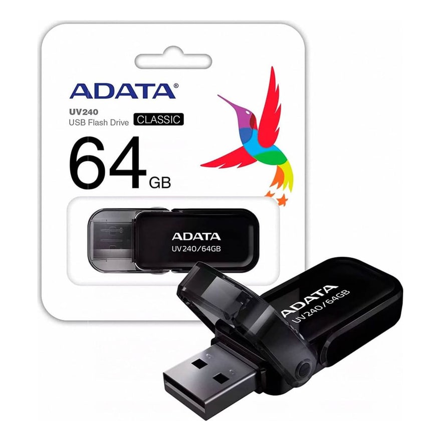Memoria USB ADATA 64GB-UV240 USB2.0 NEGRO