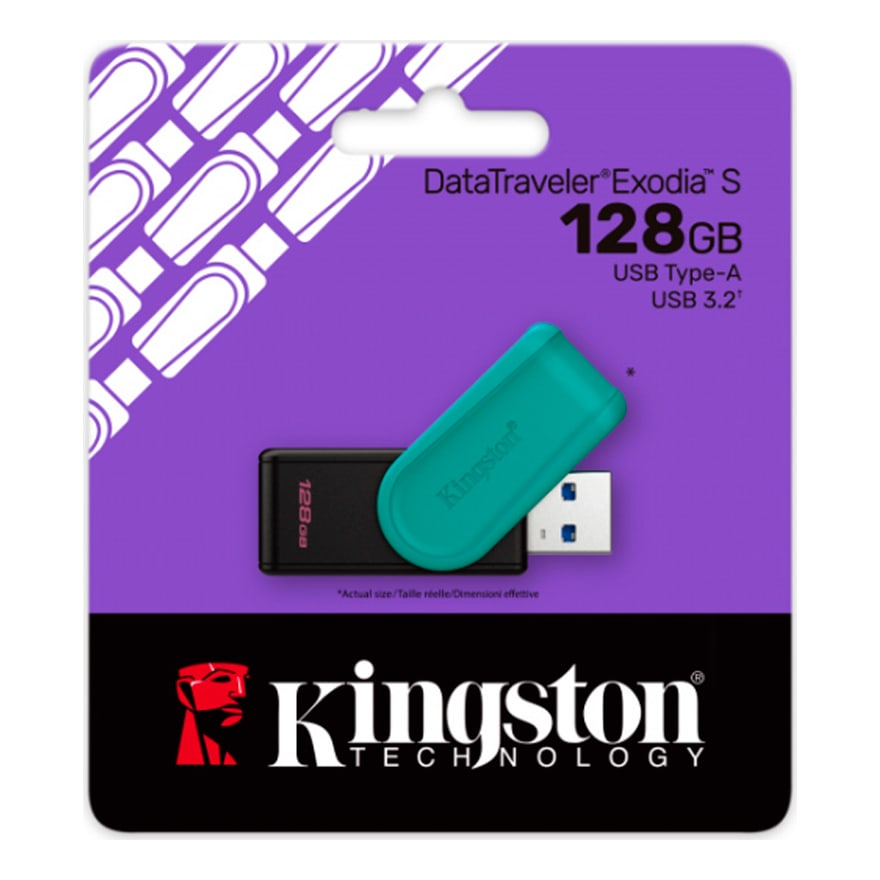 Memoria USB KINGSTON 128GB DATA TRAVELER EXODIA S USB 3.2 BLACK-TURQUOISE