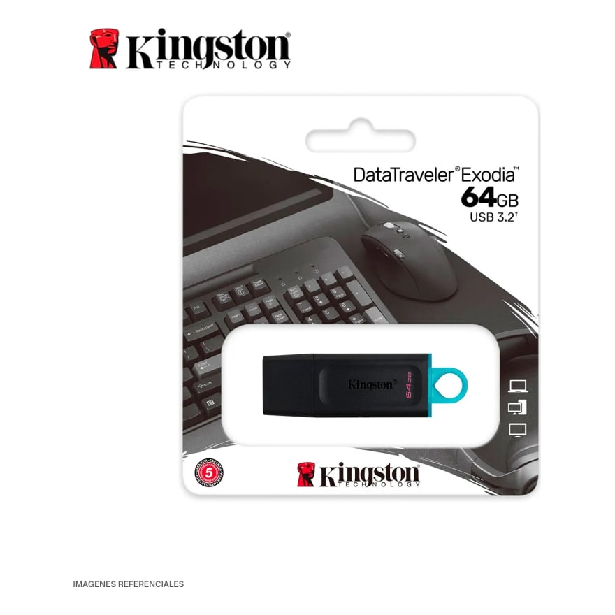 Memoria USB KINGSTON 64GB DATA TRAVELER EXODIA S USB 3.2 BLACK