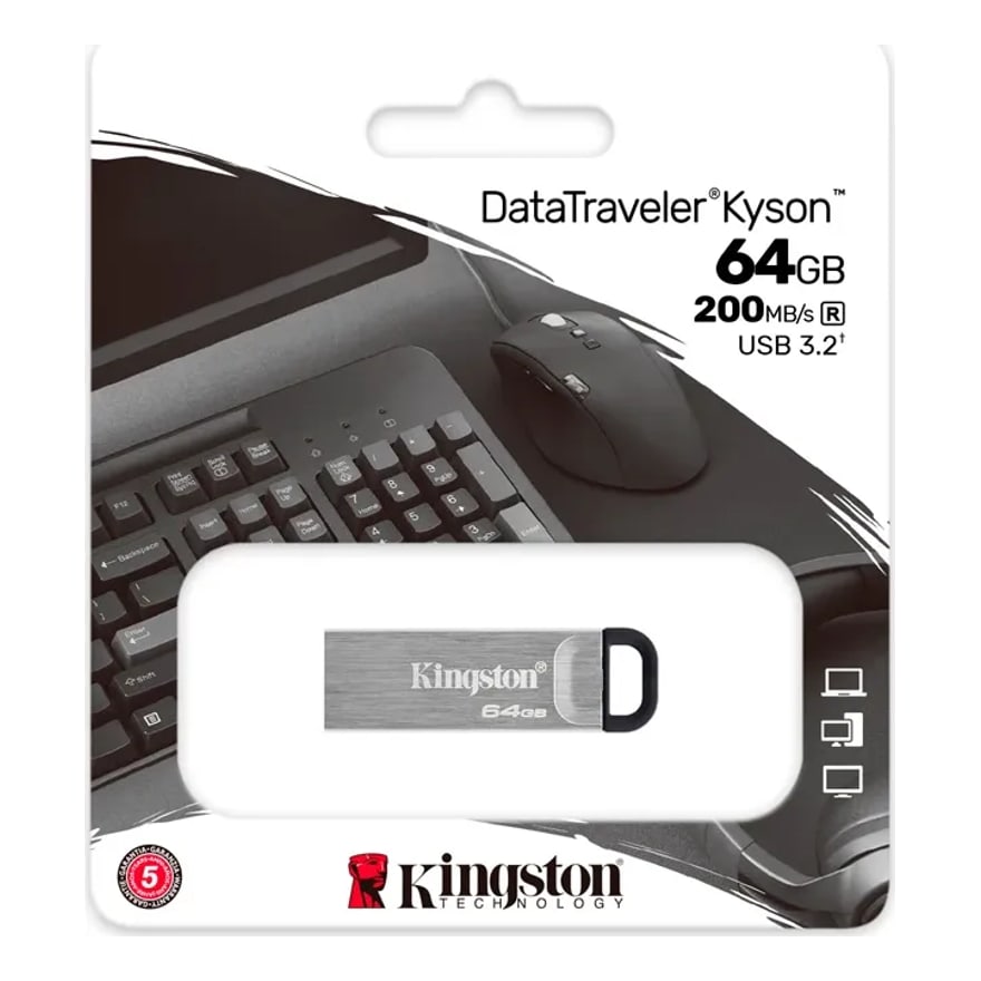 Memoria USB KINGSTON DATATRAVELER KYSON DTKN 64GB USB 3.2 PLATEADO