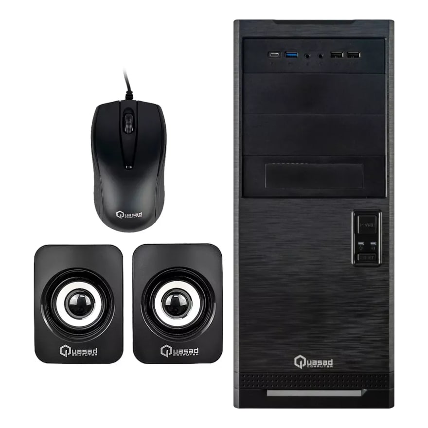 Case QUASAD C3152 2USB3.2 USB2.0 24-4 PINES 2SATA TECL. MOU. PAR. FP-300W NEGRO