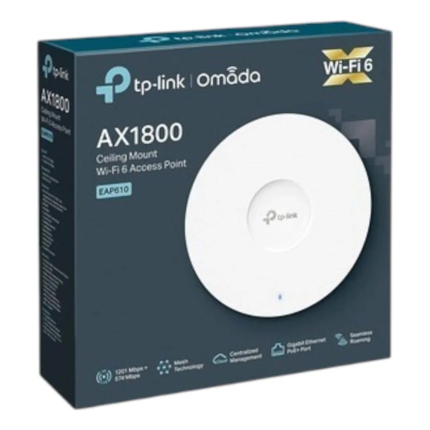 PUNTO DE ACCESO INALAMBRICO TP-LINK MONTAJE EN TECHO WI-FI 6 AX1800 DOBLE BANDA EAP610