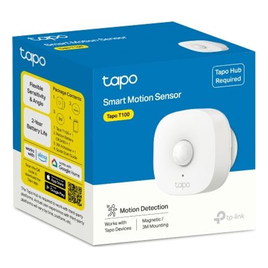 SENSOR DE MOVIMIENTO SMART TP-LINK TAPO T100 120GRADOS ANG. DETEC. WHITE