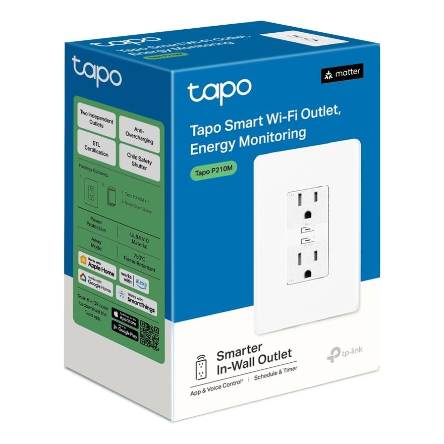 ENCHUFE INTELIGENTE WIFI Tapo-P210M Monitorizacion Energia control por Voz Temporizador Modo Ausente