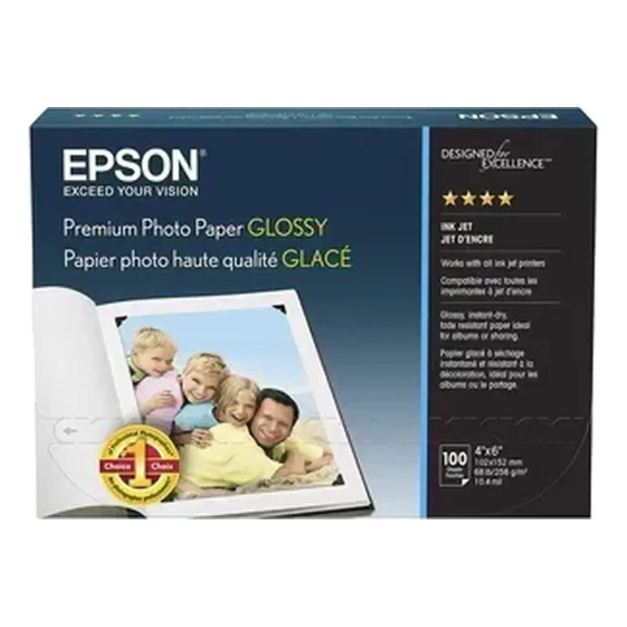 PAPEL EPSON PREMIUM GLOSSY BORDER LESS 4X6 100U