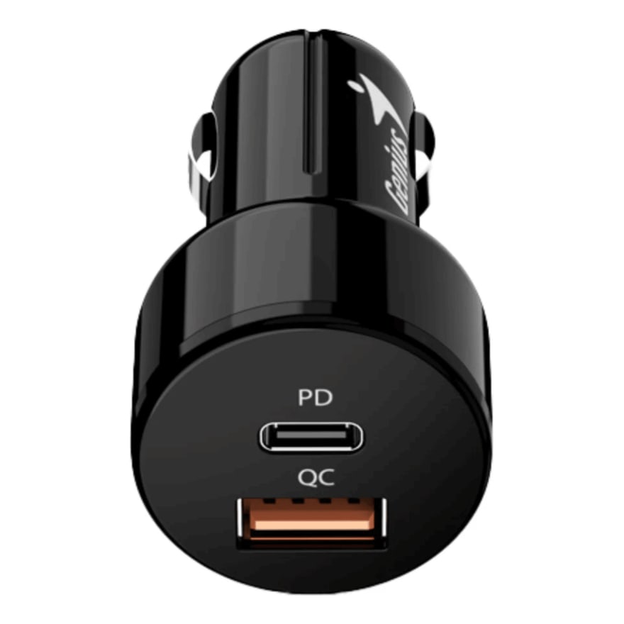 ADAPTADOR GENIUS PC-36AC CAR 36V 2X18W FAST CHARGE USB-C USB-A BLACK