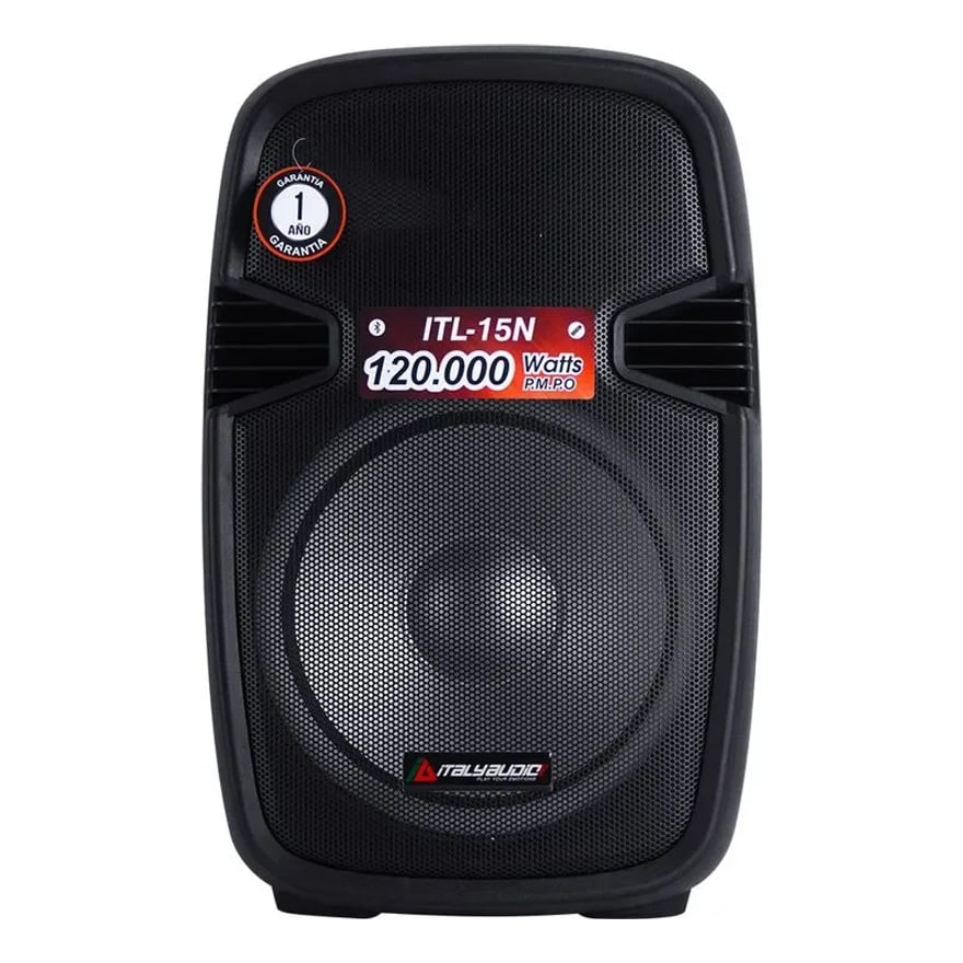 PARLANTE ITALY ITL-15N 15Inch MP3 Pant-LED BT FM USB-SD ILUM. RGB 120000W NEGRO