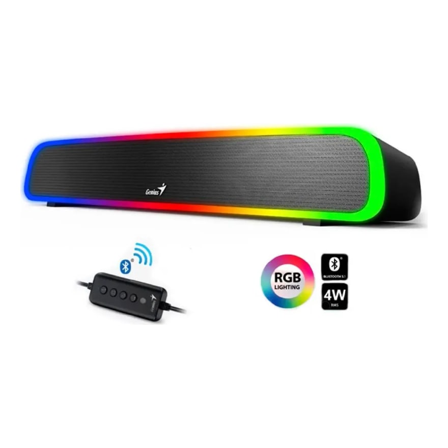 PARLANTE SOUNDBAR GENIUS 200BT RGB BT USB POWER BLACK