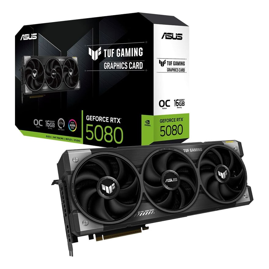 Tarjeta de video ASUS TUF Gaming GeForce RTX-5080 16GB OC EDITION GDDR7 256BIT 2HDMI 3DP 3Vent PCIe 5.0