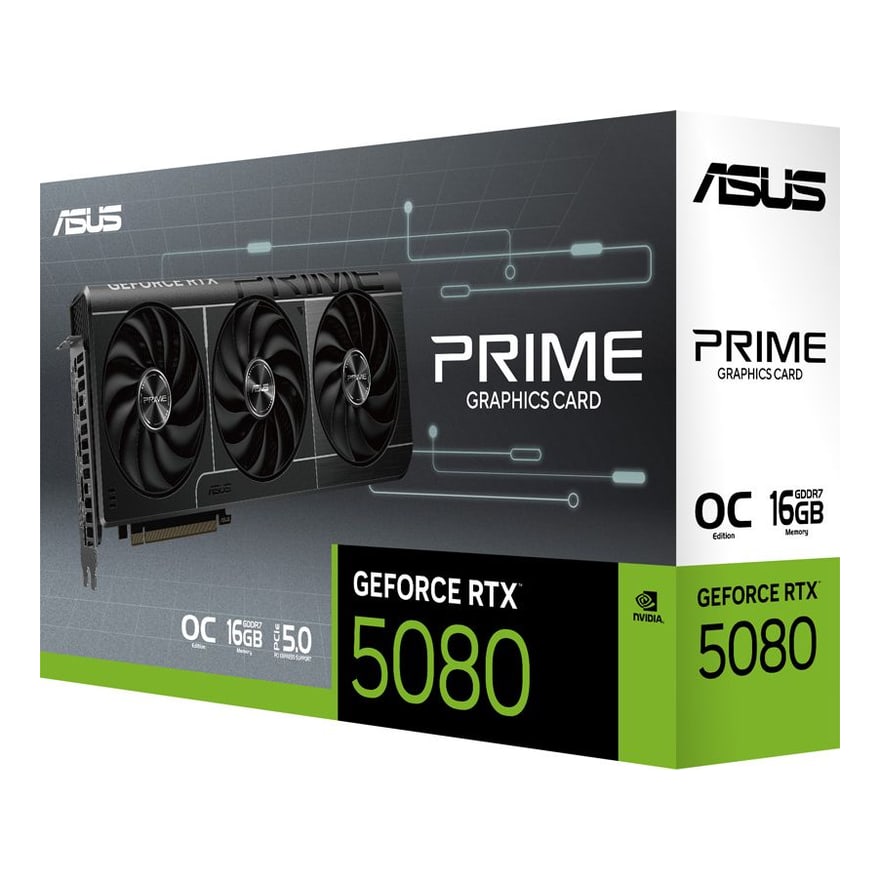 Tarjeta de video ASUS PRIME GeForce RTX-5080 OC EDITION 16GB GDDR7 256BIT HDMI 3DP 3Vent PCIe 5.0