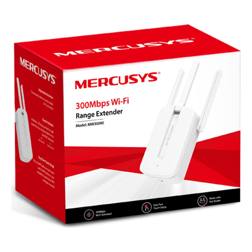 EXTENSOR DE RANGO MERCUSYS MW300RE WI-FI 300MBPS 3 ANTENAS WHITE