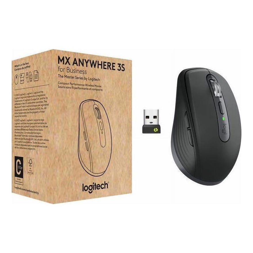 MOUSE LOGITECH MX ANYWHERE 3S BLUETOOTH USB DARKFIELD 6BUTTON GRAPHITE RECHARGABLE 8000DPI