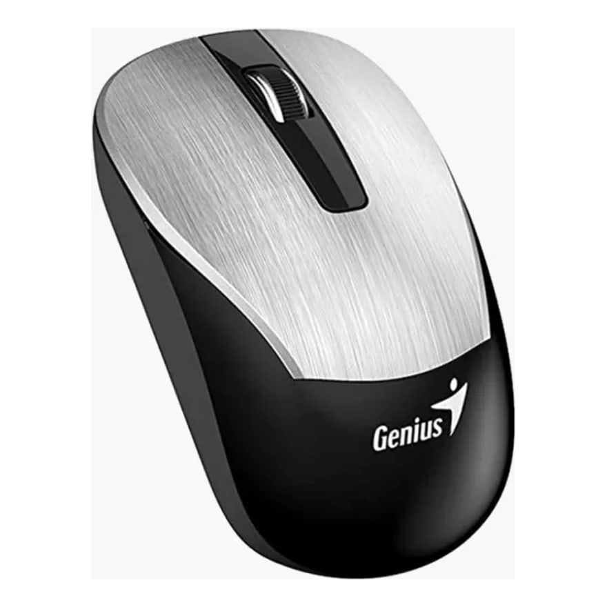 MOUSE GENIUS ECO-8015 WIRELESS RECARGABLE PLATEADO-NEGRO