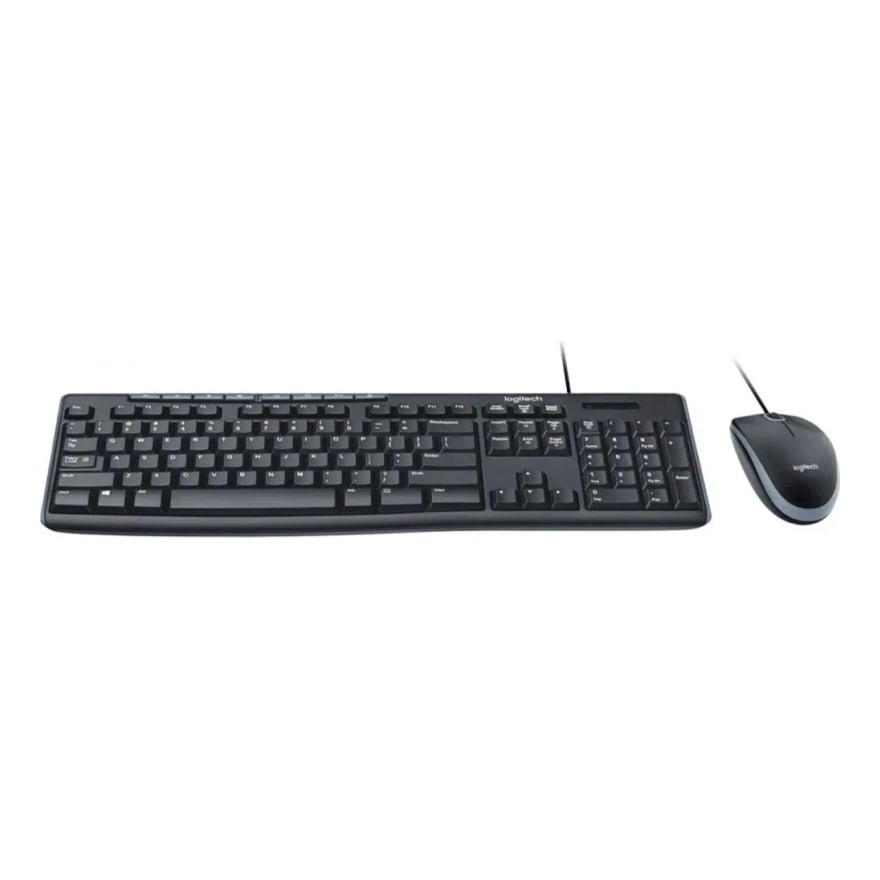 TECLADO-MOUSE COMBO LOGITECH MK200 NEGRO USB PLUG AND PLAY RESISTENTE A SALPICADURAS