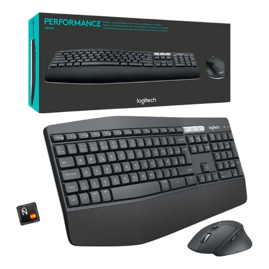TECLADO-MOUSE COMBO LOGITECH MK850 NEGRO MULTIDISPOSITIVO WIRELESS UNIFIYING BT FLOW MULTIPLATAFORMA