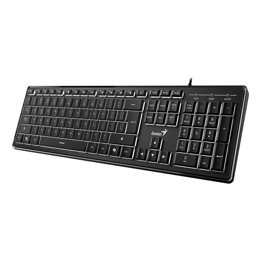 TECLADO GENIUS SlimStar 820 Illuminated Slim USB with AI Copilot Key Sleek Responsive and Smart