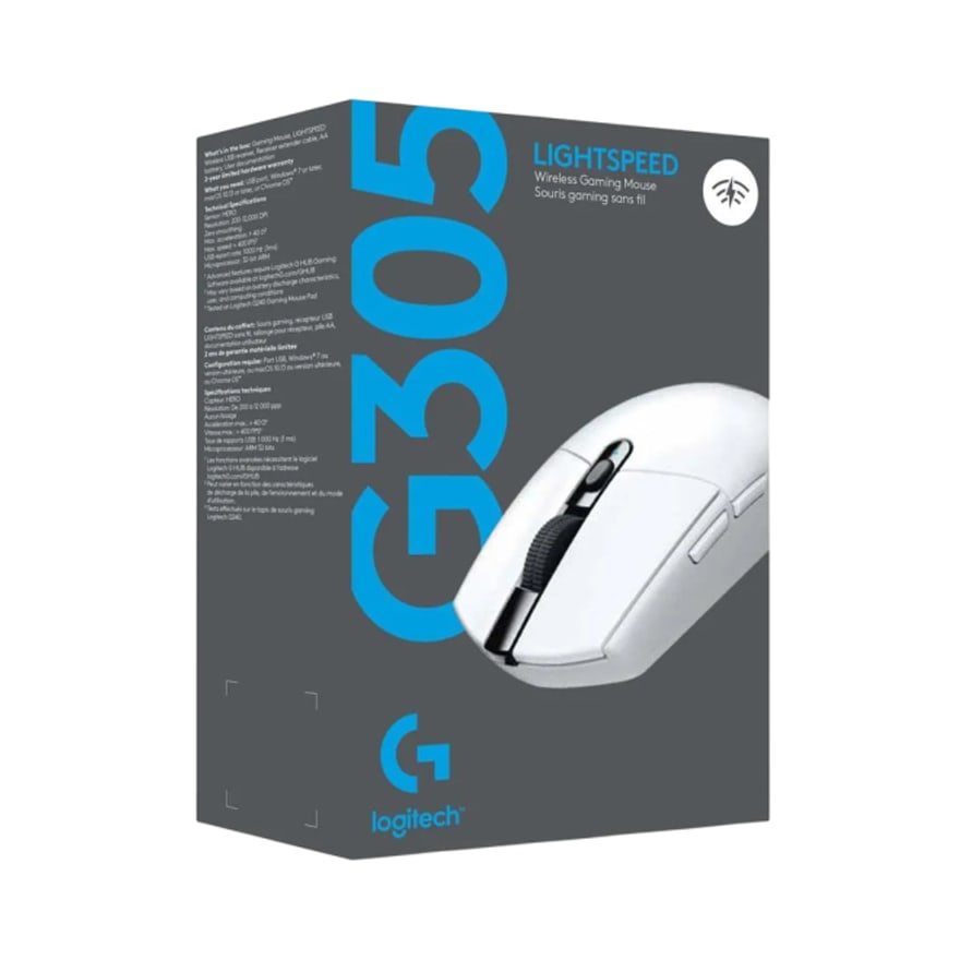 MOUSE LOGITECH GAMING G305 BLANCO WIRELESS LIGHTSPEED SENSOR HERO ULTRALIGERO USB