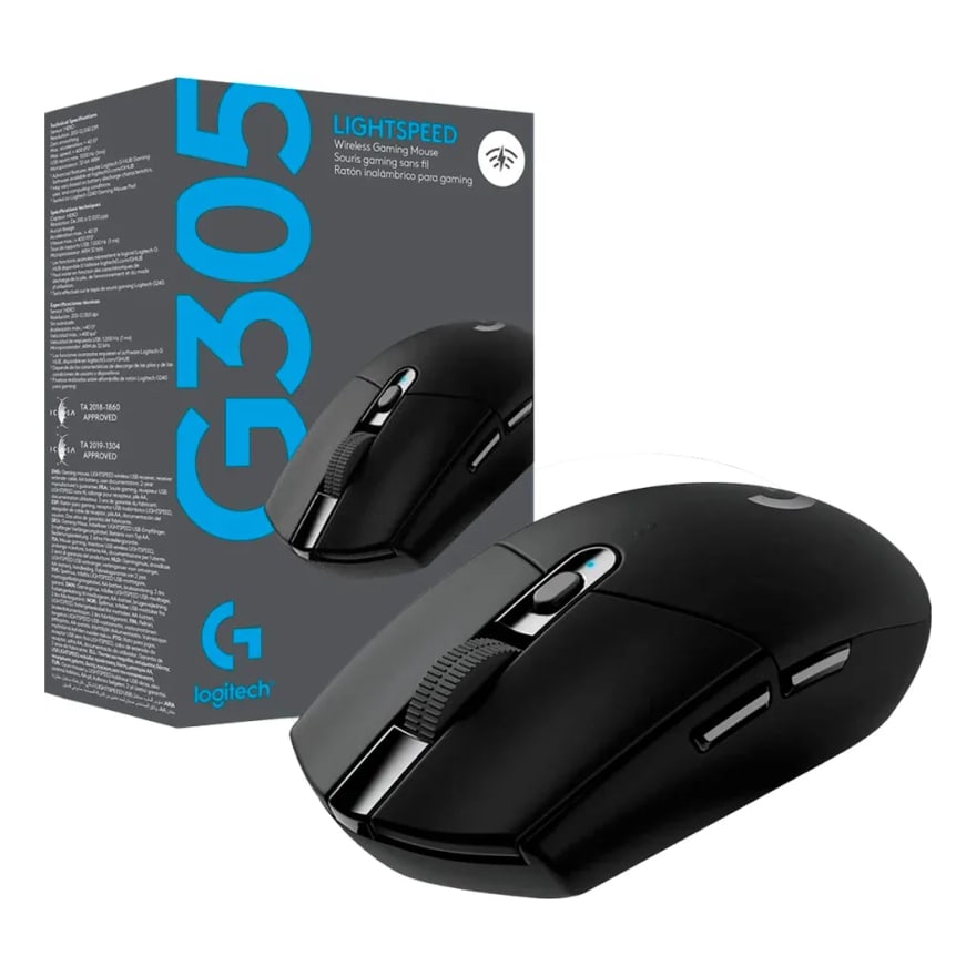 MOUSE LOGITECH GAMING G305 NEGRO WIRELESS LIGHTSPEED SENSOR HERO ULTRALIGERO USB