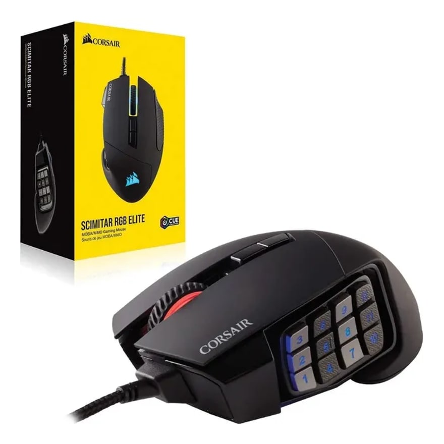 MOUSE CORSAIR CH-9304211 SCIMITAR RGB ELITE OPTICAL MOBA-MMO GAMING WIRED NEGRO