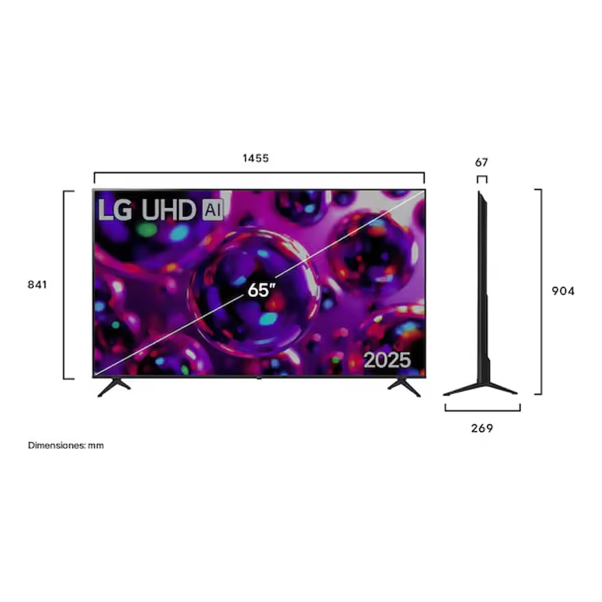 Televisor LG 60 Pulg.UHD AI 4K UA80 HDR10 4K BT 3HDMI Ethernet USB webOS 25