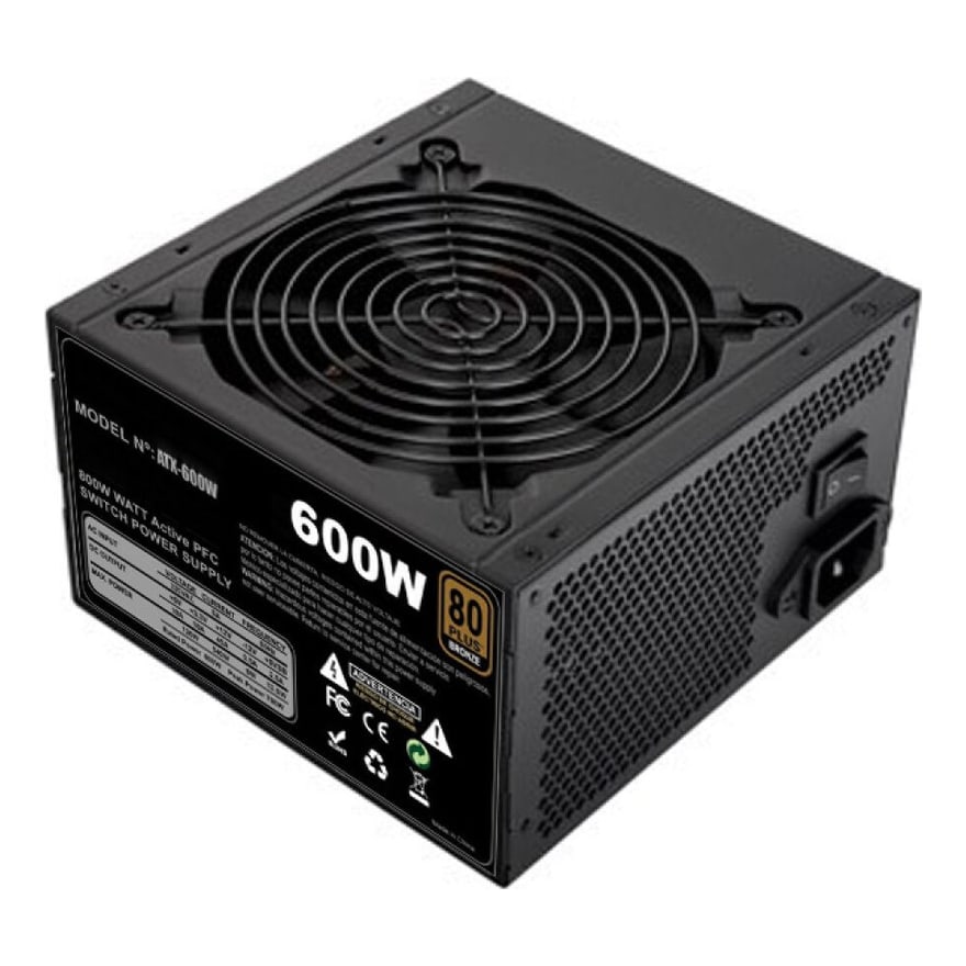 FUENTE DE PODER QUASAD 600W 24P-CERTF 80-PLUS BRONCE 110-240V 1.5MTS POWER CORD