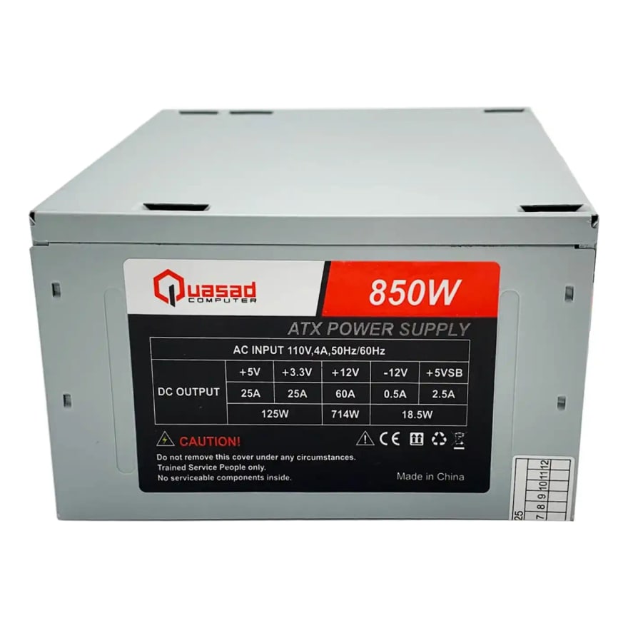 FUENTE DE PODER QUASAD ATX-850W 500Watts 24 - 4 PIN 2XSATA 8CM FAN AC INPUT 240-100V