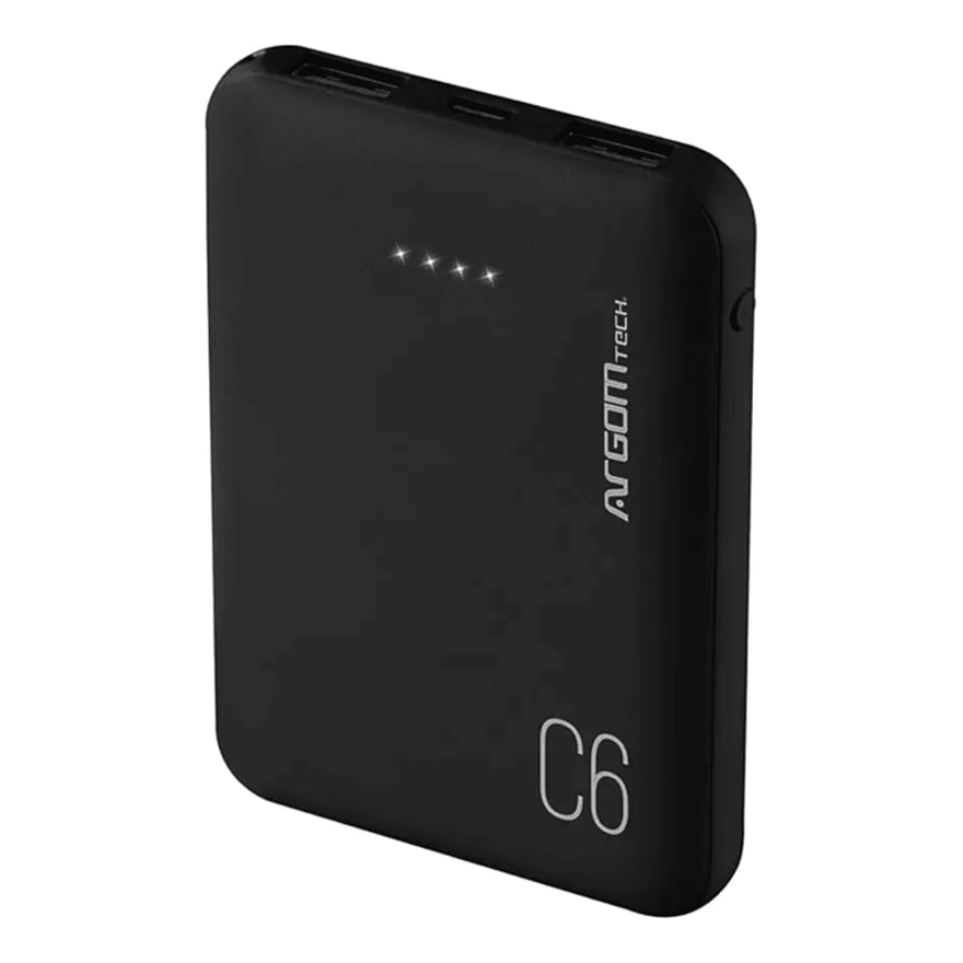 POWER BANK ARGOM 6000 ARG-PB-1136 WITH CABLE NEGRO