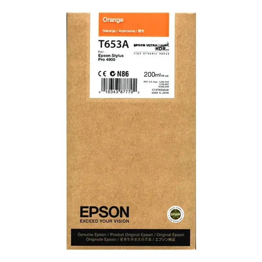 CARTUCHO EPSON T653A00 STYLUS PRO 4900 NARANJA 200ML