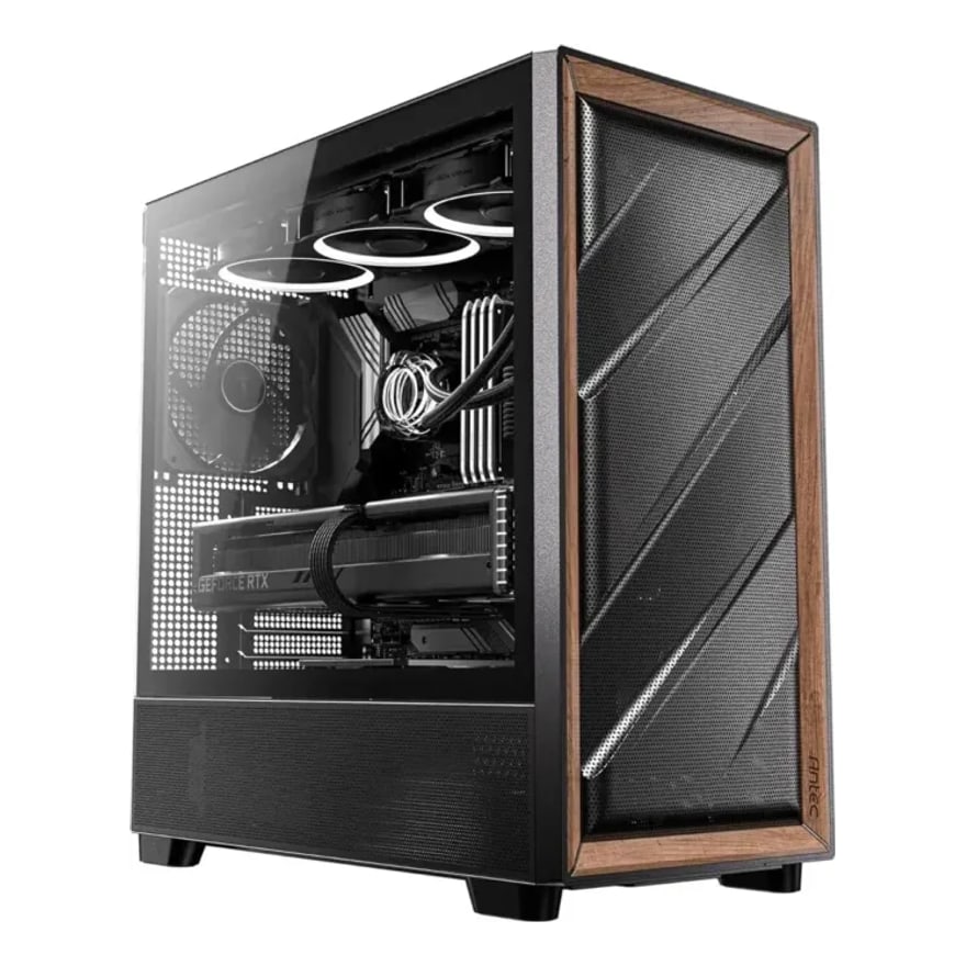 Case Antec Flux Wood Black Mid Tower 3X120MM IN Front 1X120MM Reverse Fan