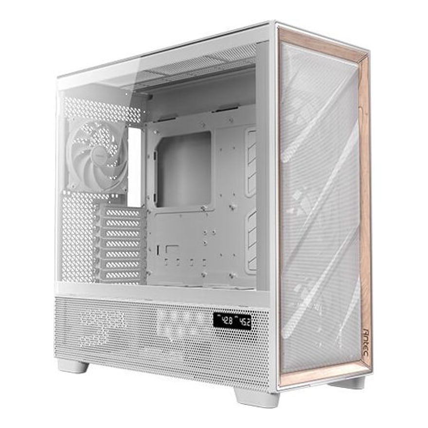 Case Antec Flux Wood White Mid Tower 3X120MM IN Front 1X120MM Reverse Fan
