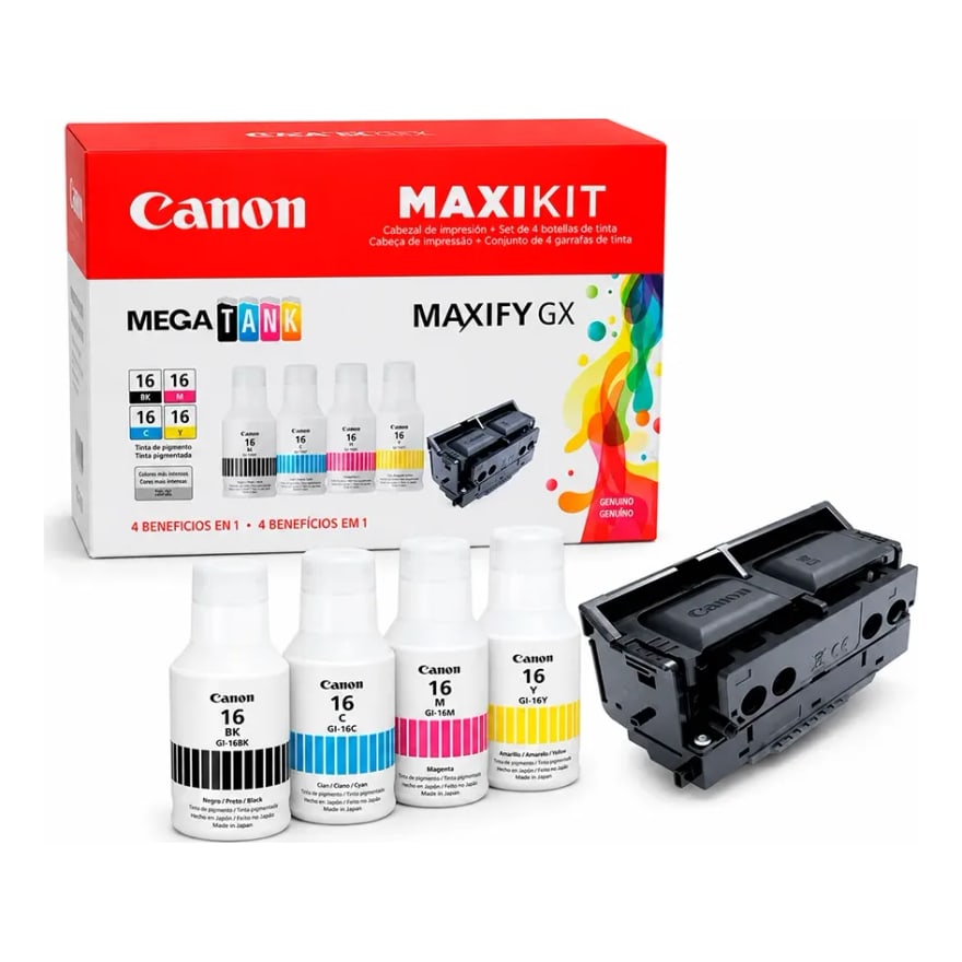 Tinta Canon KIT GI-16 Negro 70ml y Cabezal Ph-s Maxyfy 4659C007AA