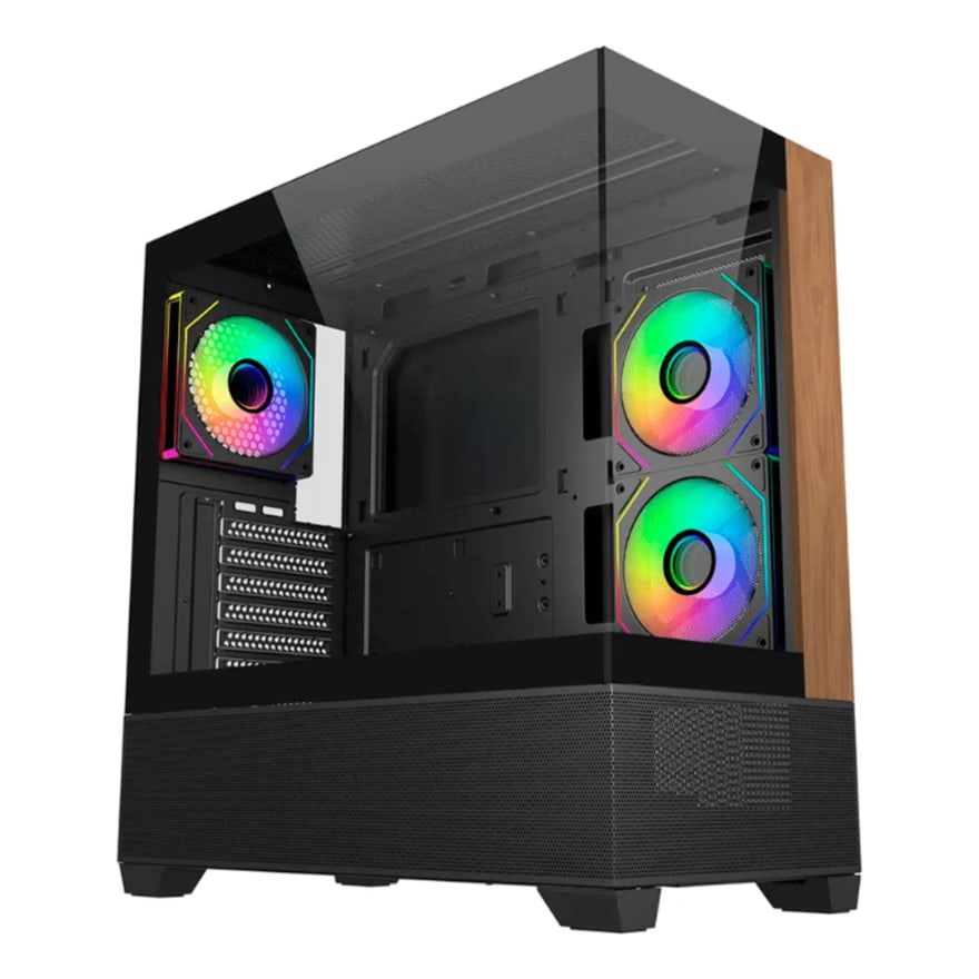 Case Cooler Master Mid Tower Elite 690 Black Wood 1X120MM ARGB Rear 2X120MM