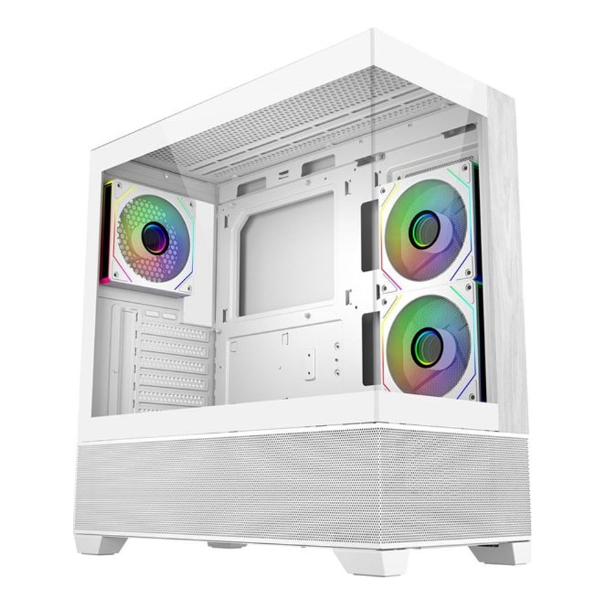Case Cooler Master Mid Tower Elite 690 White Wood 1X120MM ARGB Rear 2X120MM