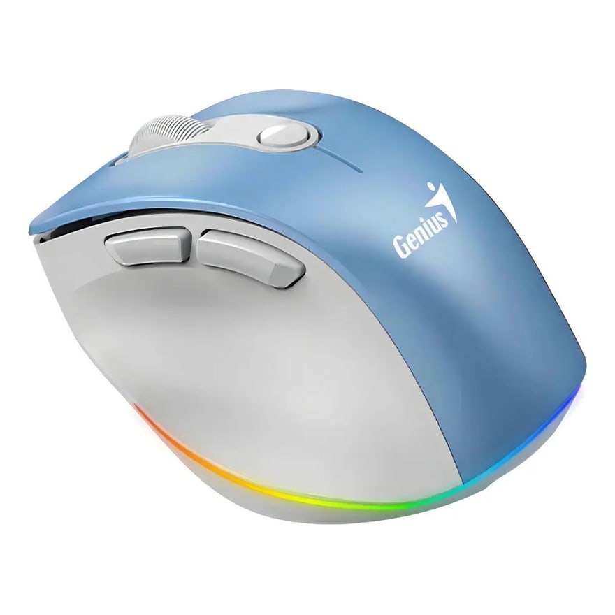 Mouse Genius Wirelles Mini Ergo 9000S Pro Light Blue Recargable Dual BT y 2