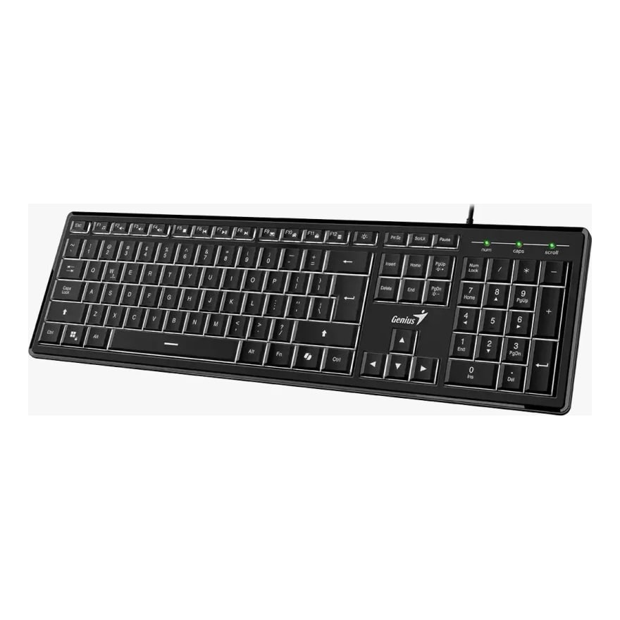 Teclado Genius Slimstar 820 Negro USB Iluminado y Tecla Copilot