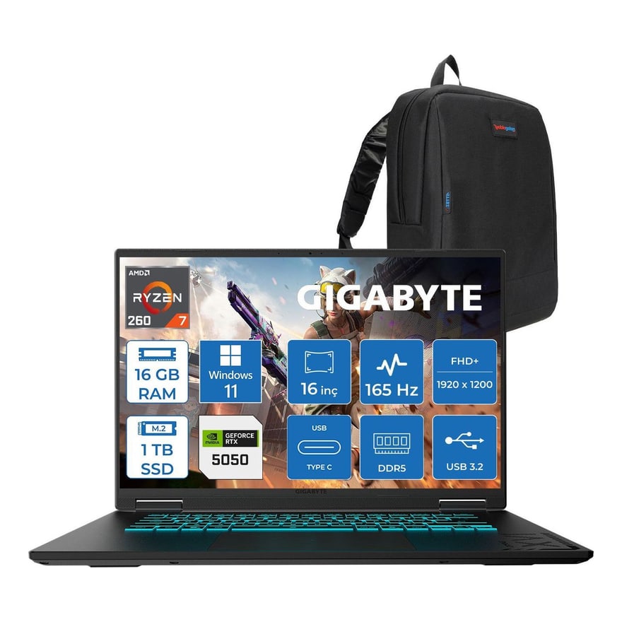 Laptop Gigabyte Gaming A16 3TH Ryzen 7 260 16GB 512GB/16FHD RTX 5050 8GB/W11
