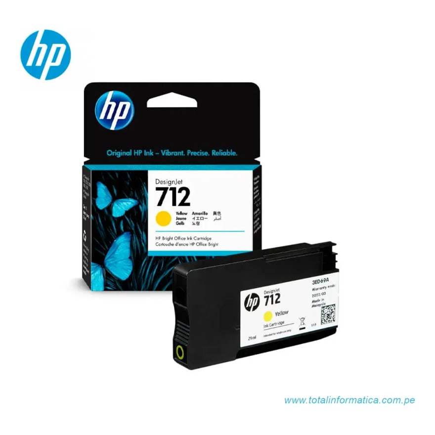 Tinta HP 712 Amarillo DJ T210 T230 T250/T630/T650 29 ML 3ED69A